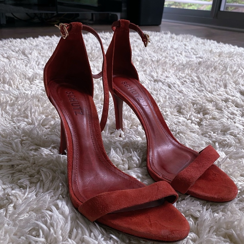 SCHUTZ red suede high heel shoes